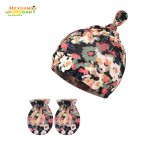 婴儿套装厂家-热销款式新款薄款帽子和手套套装0-3个月