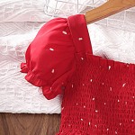 公主连衣裙工厂-深绿色可爱2-6岁短袖方领泡泡袖