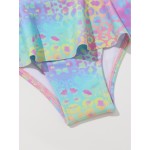 比基尼套装供应商-2025新款渐变挂脖儿童三件套泳衣夏季