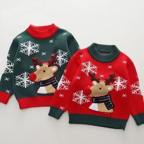 Children Sweater Manufacturer - 2025 Kids Winter Fawn Pullover Jacquard Cartoon Design