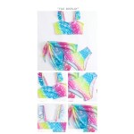 女孩泳衣供应商-鱼鳞印花分体泳衣夏季海滩装3件套比基尼