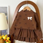 儿童服装工厂-韩版针织毛衣分层连衣裙2件套套装女孩