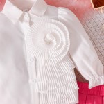 女孩服装套装厂家-新款甜美儿童套装衬衫裙子2件套