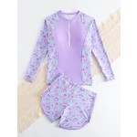 女孩泳衣工厂-休闲两件套配短裤防紫外线泳衣夏季