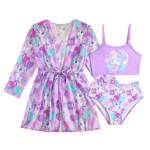 女孩比基尼套装工厂-3件装配罩裙儿童泳装海滩装