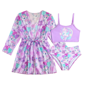 Girls Bikini Set Factory - 3 Packs With Cover up Dress Children's Swimwear Beachwear