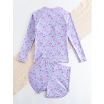 女孩泳衣工厂-休闲两件套配短裤防紫外线泳衣夏季