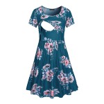 孕期睡袍厂家-孕妇连衣裙纯色圆领护理