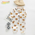 婴儿睡衣厂家-2024秋季柔软缎面睡衣儿童2件套服装套装