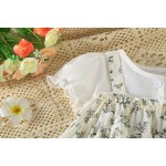 女婴服装供应商-3-24个月夏季配帽可爱花卉蕾丝连体衣