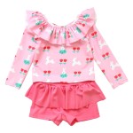 儿童泳衣供应商-新款长袖短裤海滩防晒速干