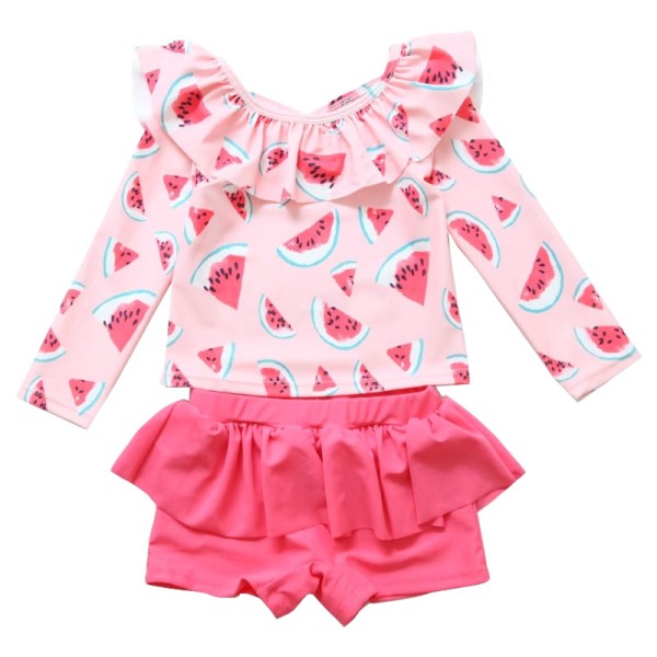 儿童泳衣供应商-新款长袖短裤海滩防晒速干