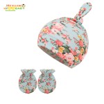 婴儿套装厂家-热销款式新款薄款帽子和手套套装0-3个月