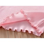 女孩T恤供应商-刺绣短袖冰丝上衣配荷叶边1-6岁