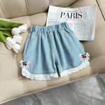 女孩牛仔短裤供应商-2025夏季薄款外穿休闲裤子