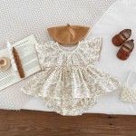 婴儿连体衣厂家-花卉夏季小飞袖连体裙新生儿