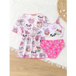 女孩比基尼套装工厂-3件装配罩裙儿童泳装海滩装