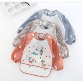 Baby Bibs Supplier - Long Sleeve Waterproof Feeding Apron Cartoon 0-5 Years