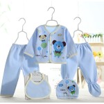 婴儿服装套装工厂-0-3个月100%棉5件套婴儿连体衣套装