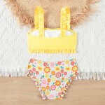 女孩比基尼套装供应商-露肩聚拢泳衣抹胸打结泳装