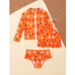 女孩泳衣供应商-3件装泳衣高腰比基尼套装防紫外线