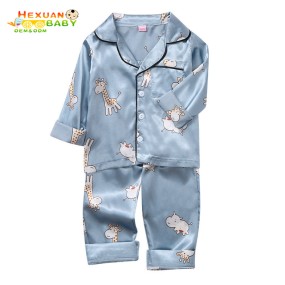 Baby Pajamas Manufacturer - 2024 Autumn Soft Satin Pajamas Kids 2 Pcs Clothes Sets