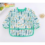 婴儿喂养围兜厂家-可重复使用防水涤纶印花卡通长袖