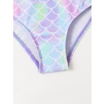 女孩泳装厂家-3件装高腰比基尼套装防紫外线长袖