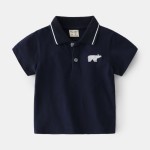 男孩Polo衫供应商-2025夏季可爱卡通刺绣翻领棉质韩版