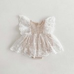 女婴连衣裙工厂-华夫格蕾丝连体衣韩版时尚夏季服装