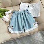 女孩牛仔短裤供应商-2025夏季薄款外穿休闲裤子