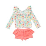 儿童泳衣供应商-新款长袖短裤海滩防晒速干