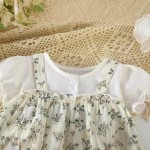 女婴服装供应商-3-24个月夏季配帽可爱花卉蕾丝连体衣