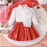 女孩服装套装厂家-新款甜美儿童套装衬衫裙子2件套