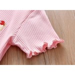 女孩T恤供应商-刺绣短袖冰丝上衣配荷叶边1-6岁