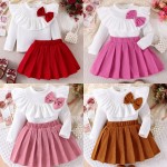 女孩外套套装工厂-秋冬新款爆款效果外套裙子套装红色