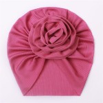 婴儿头巾帽供应商-时尚新款设计毛绒罗纹棉纯色柔软