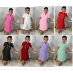 女孩套装工厂-热销两件套纯色短袖纽扣上衣裙子