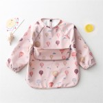 婴儿围兜工厂-2024断奶喂养防水罩衣围裙长袖带口袋