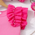 女孩服装套装工厂-夏季精品儿童服装8-12岁荷叶边上衣