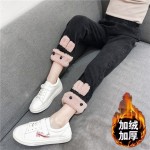 女孩牛仔裤工厂-2025新款冬季加绒加厚喇叭保暖棉质