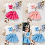 女孩服装套装供应商-热销欧美夏季可爱休闲T恤裙子