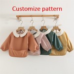 儿童围兜厂家-定制防水长袖围裙围兜白色