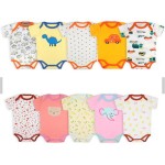 新生儿套装供应商-批发5件短袖棉质婴儿连体衣套装