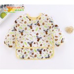 婴儿喂养围兜厂家-可重复使用防水涤纶印花卡通长袖