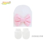 定制无檐帽供应商-新生儿头巾帽冬季打结无檐帽棉帽手套套装