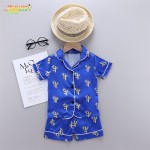 花卉女孩睡衣工厂-缎面短袖短裤睡衣套装夏季