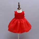 女婴连衣裙供应商-可定制韩版夏季红色棉质