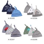 婴儿针织帽供应商-3件纯棉男女通用打结帽