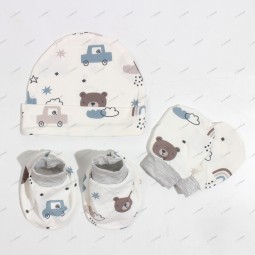 婴儿套装生产厂家-纯棉针织帽手套靴